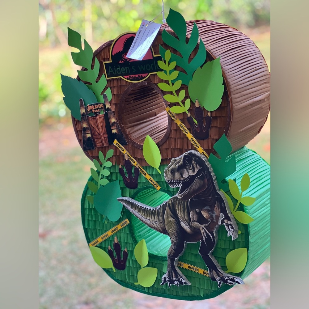 Dinosaur-Themed Party Decoration with Green and Brown Accents - Picture 9 of 10